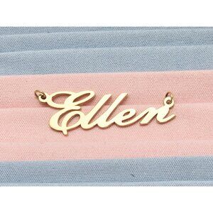 Unique 14K Karat Solid Yellow Gold Designer Name Initial " Ellen " Charm Pendant